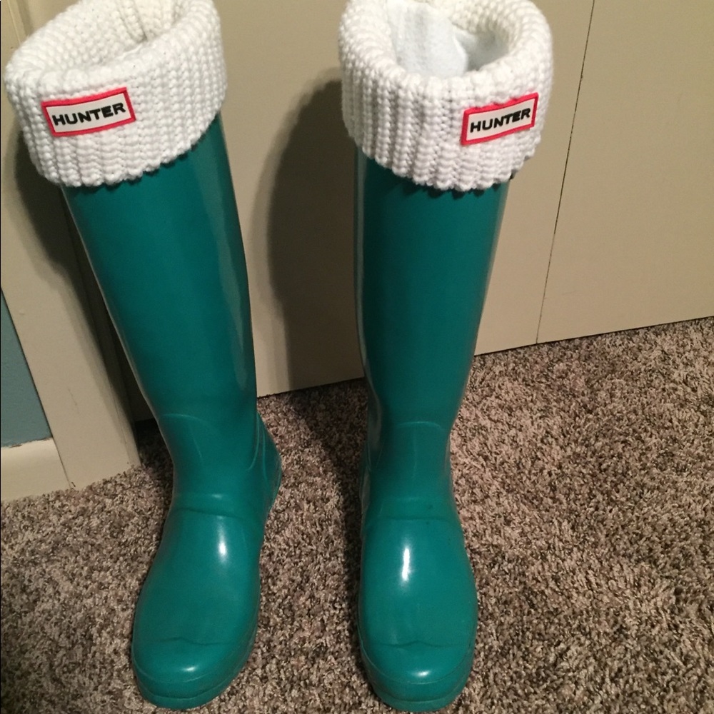 Hunter boots in Jade
